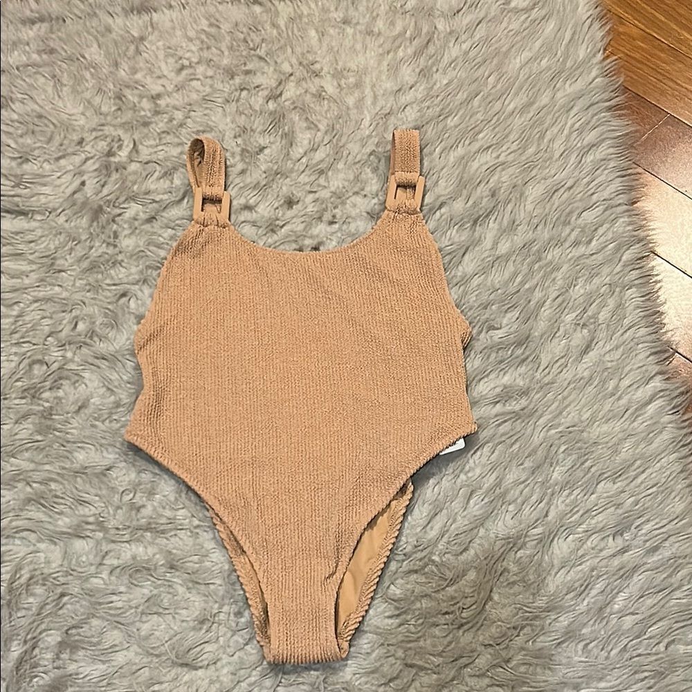 NWT aerie one piece cheekiest tan shimmer ribbed swimsuit